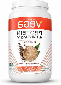 VEGA Protein & Energy with 3g MCT Oil Vegan Powder, Cold Bre